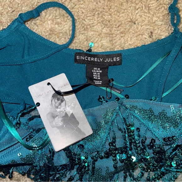 Sincerely Jules Taylor Swift 1989 Era Teal Sequin Fringe Set Size Medium NWT - Picture 5 of 8